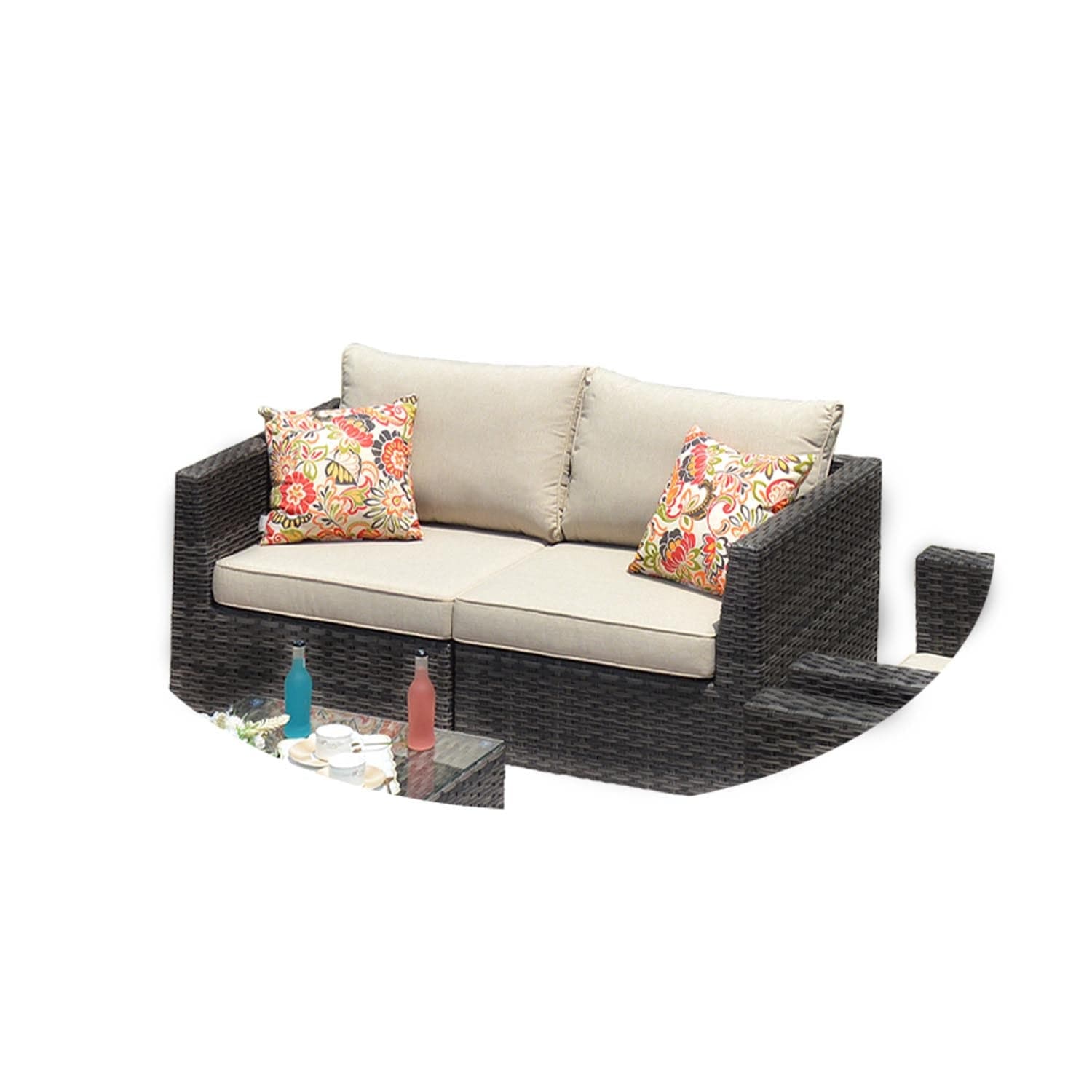 Ovios Patio Furniture Set Bigger Size 3-Piece Couch with Table, King Series, No Assembly Required
