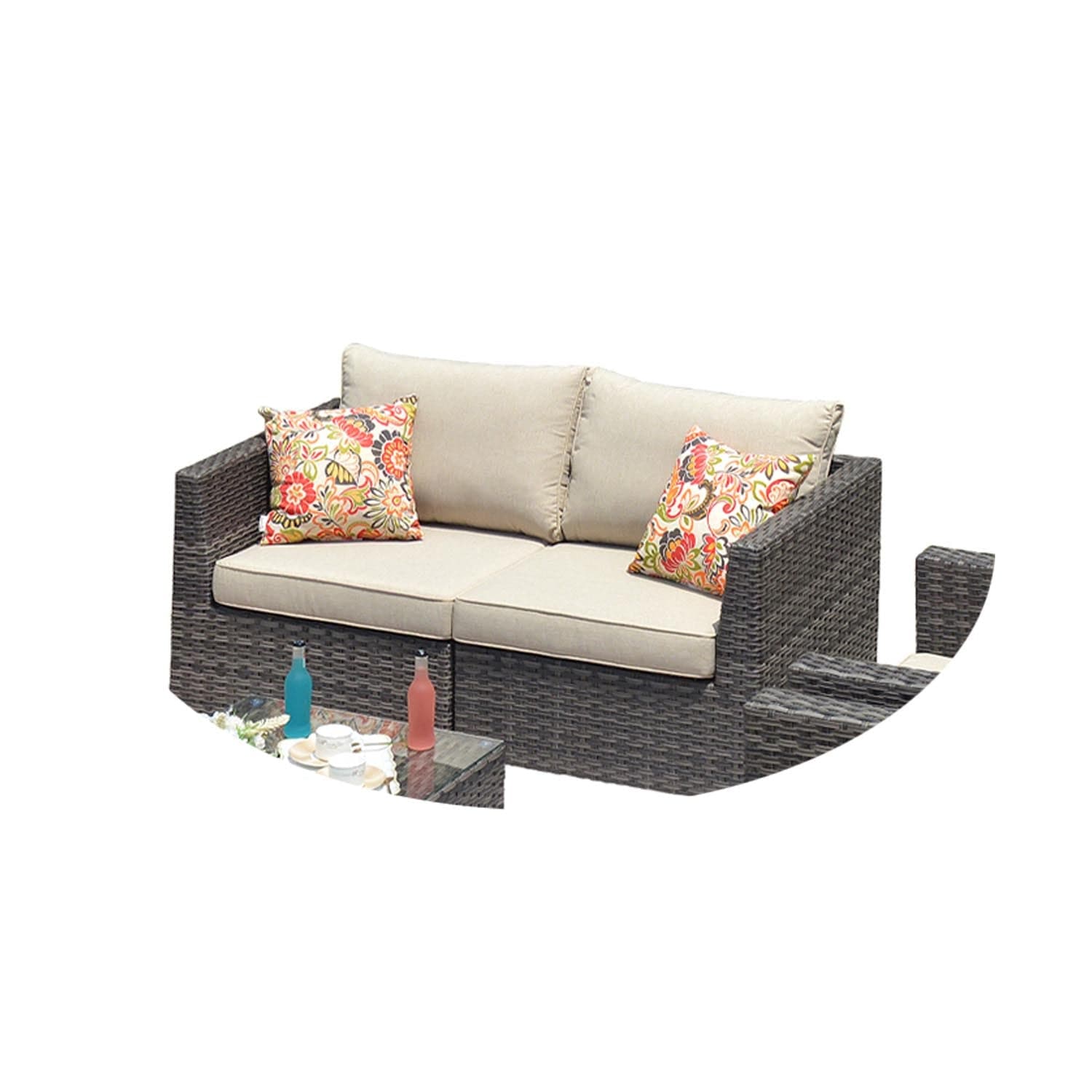 Ovios Patio Furniture Set Bigger Size 3-Piece Couch with Table, King Series, No Assembly Required