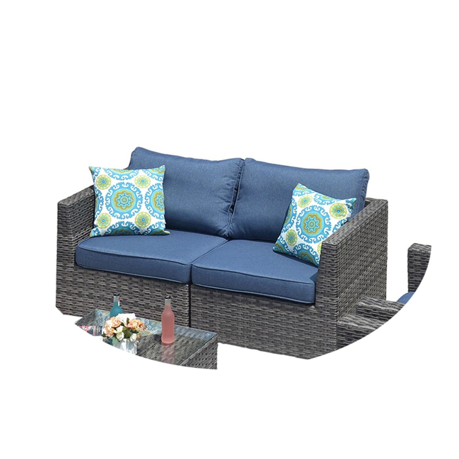 Ovios Patio Furniture Set Bigger Size 3-Piece Couch with Table, King Series, No Assembly Required