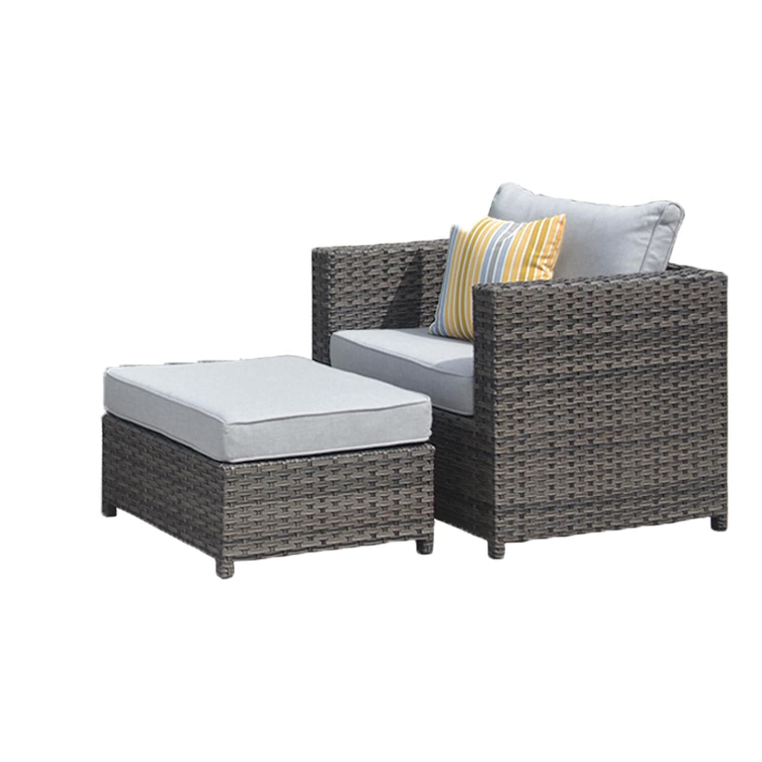 Ovios Outdoor Furniture 3-Piece Patio Chair with Ottoman, King Series, No Assemble Required