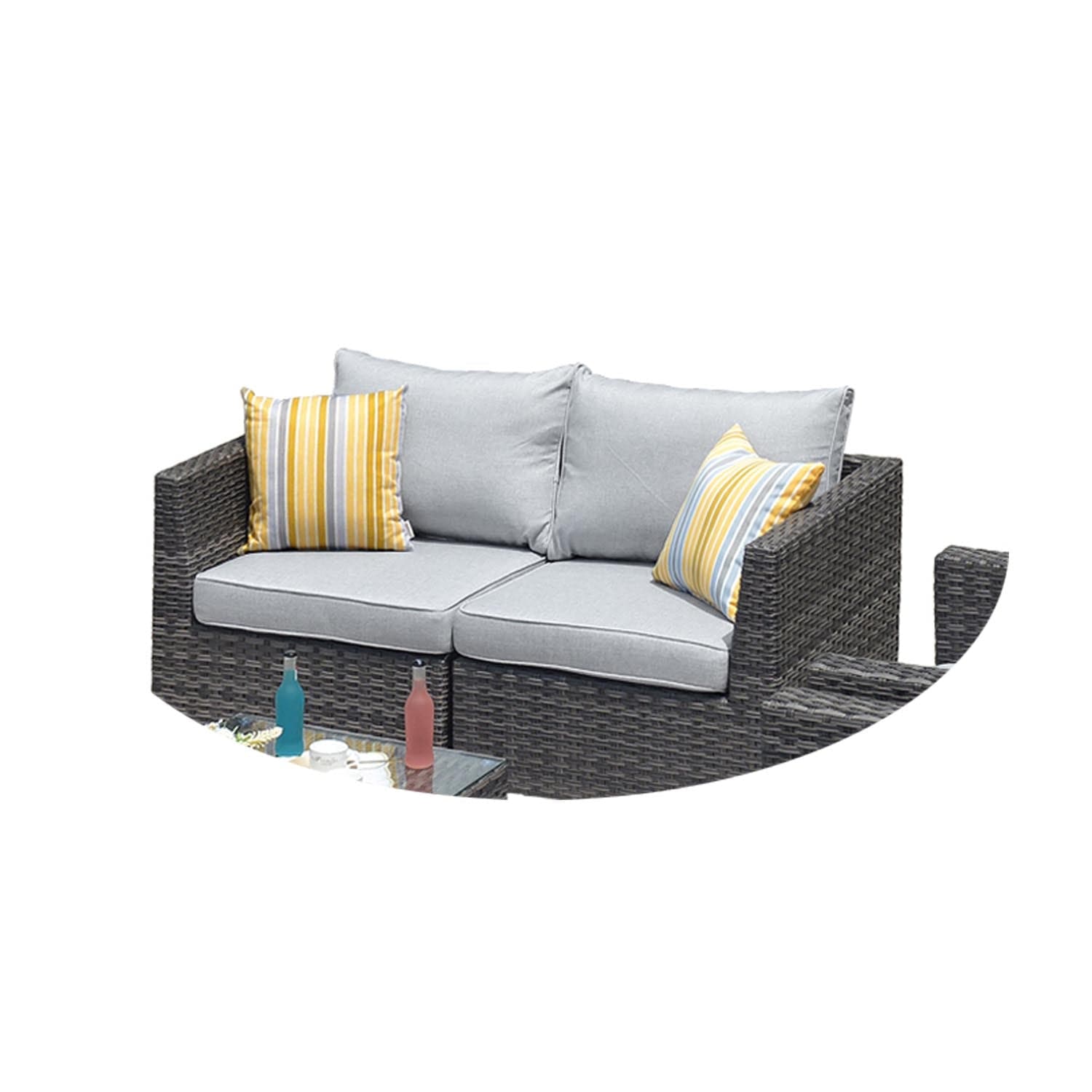 Ovios Patio Furniture Set Bigger Size 3-Piece Couch with Table, King Series, No Assembly Required