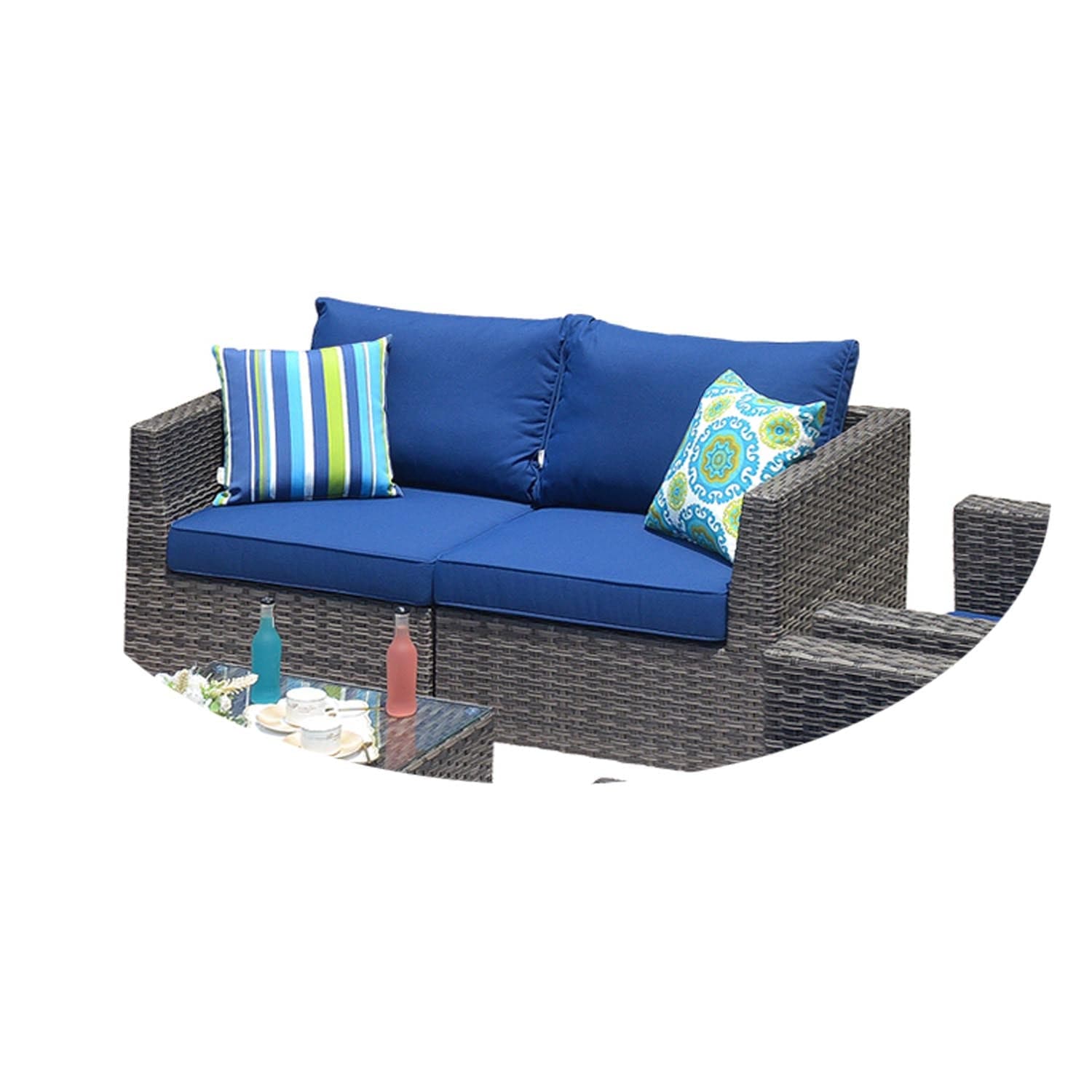 Ovios Patio Furniture Set Bigger Size 3-Piece Couch with Table, King Series, No Assembly Required