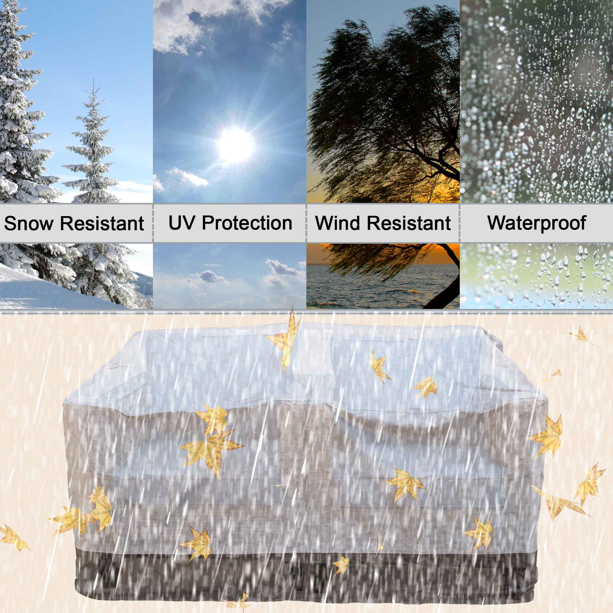 OVIOS Outdoor Sofa Cover Waterproof for GRS/DAR Series (Refer to the Dimension in Description)