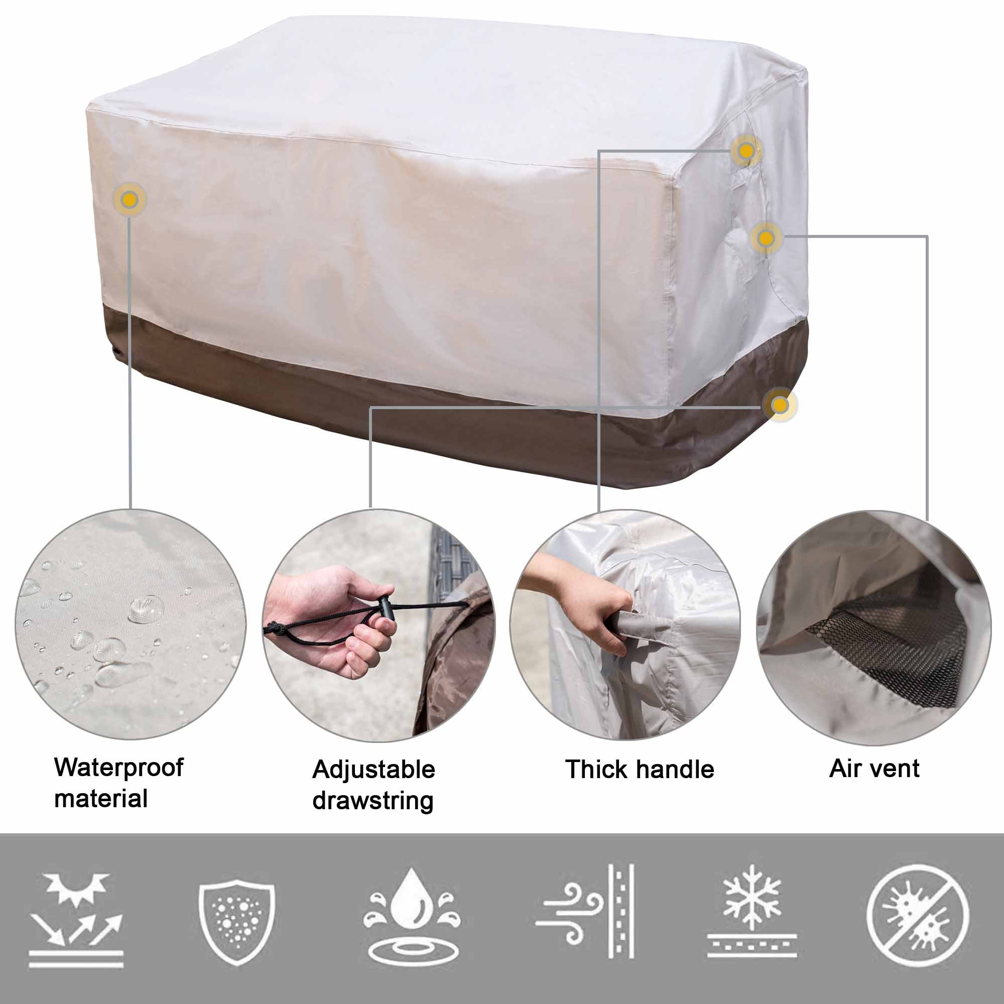 OVIOS Outdoor Sofa Cover Waterproof for GRS/DAR Series (Refer to the Dimension in Description)