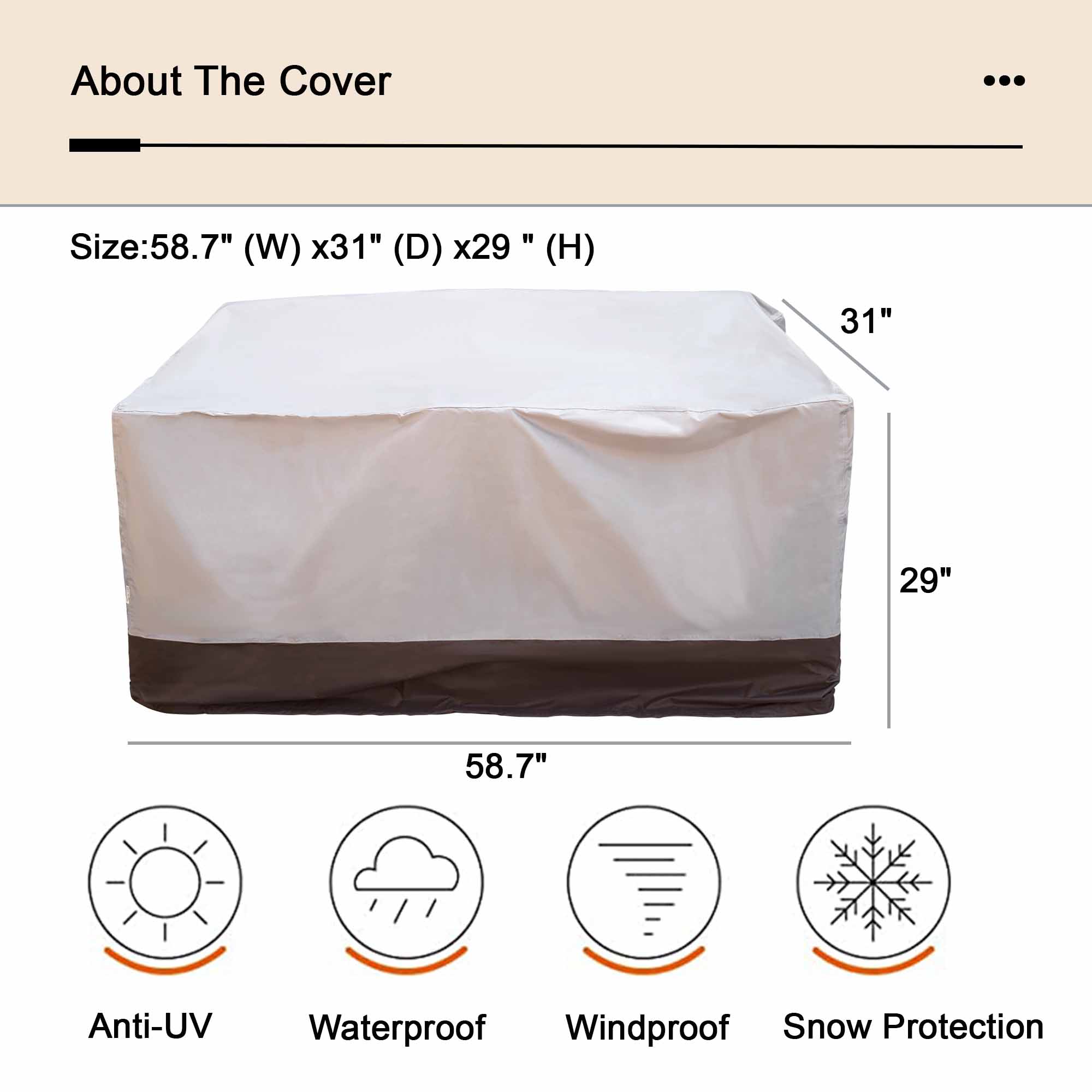OVIOS Outdoor Sofa Cover Waterproof for GRS/DAR Series (Refer to the Dimension in Description)