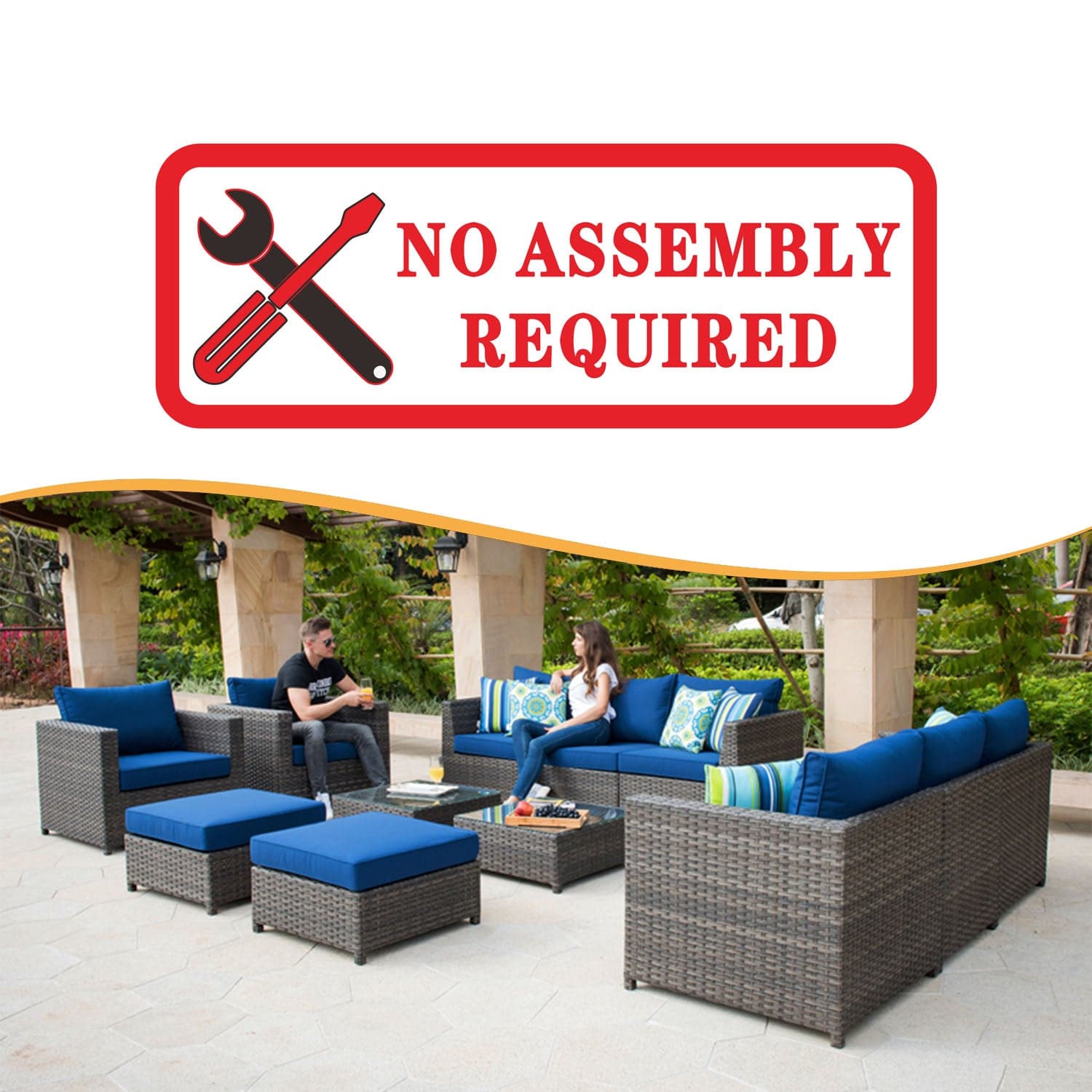 Ovios Patio Furniture Set Bigger Size 12-Piece, King Series, No Assembly Required