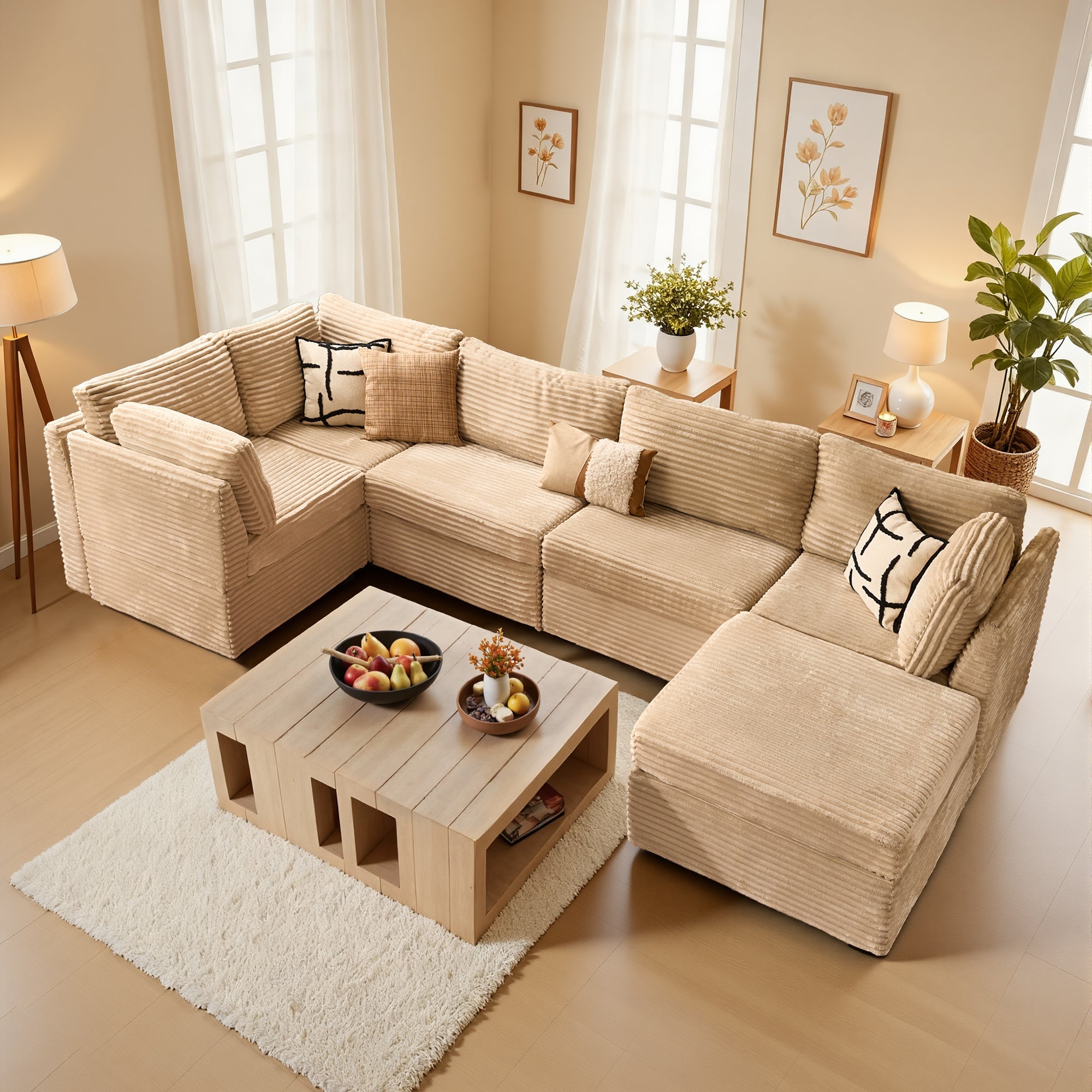 OVIOS 98" Modular Sectional Sofa Couch, L-Shaped Minimalist Couches with Sofa Bed Chaise