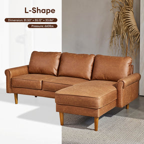 Ovios Living Room 81.50" Wide Sectional Chaise Sofa, L-Shaped Couch