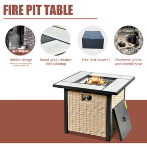 Ovios Athena Series Outdoor Patio Furniture Set with 30'' Fire Pit Table 6-Piece