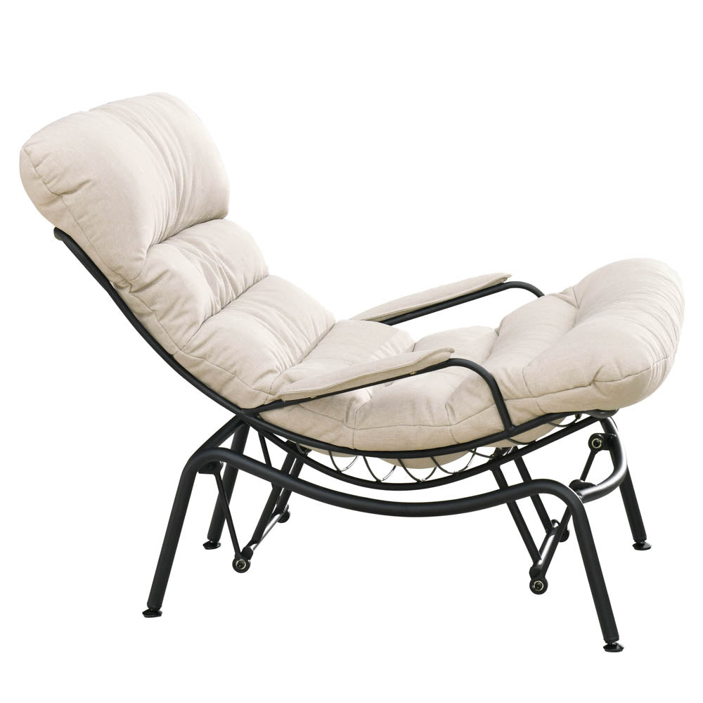 Ovios Patio Rocking Chair with Ottoman, Olefin Fabric