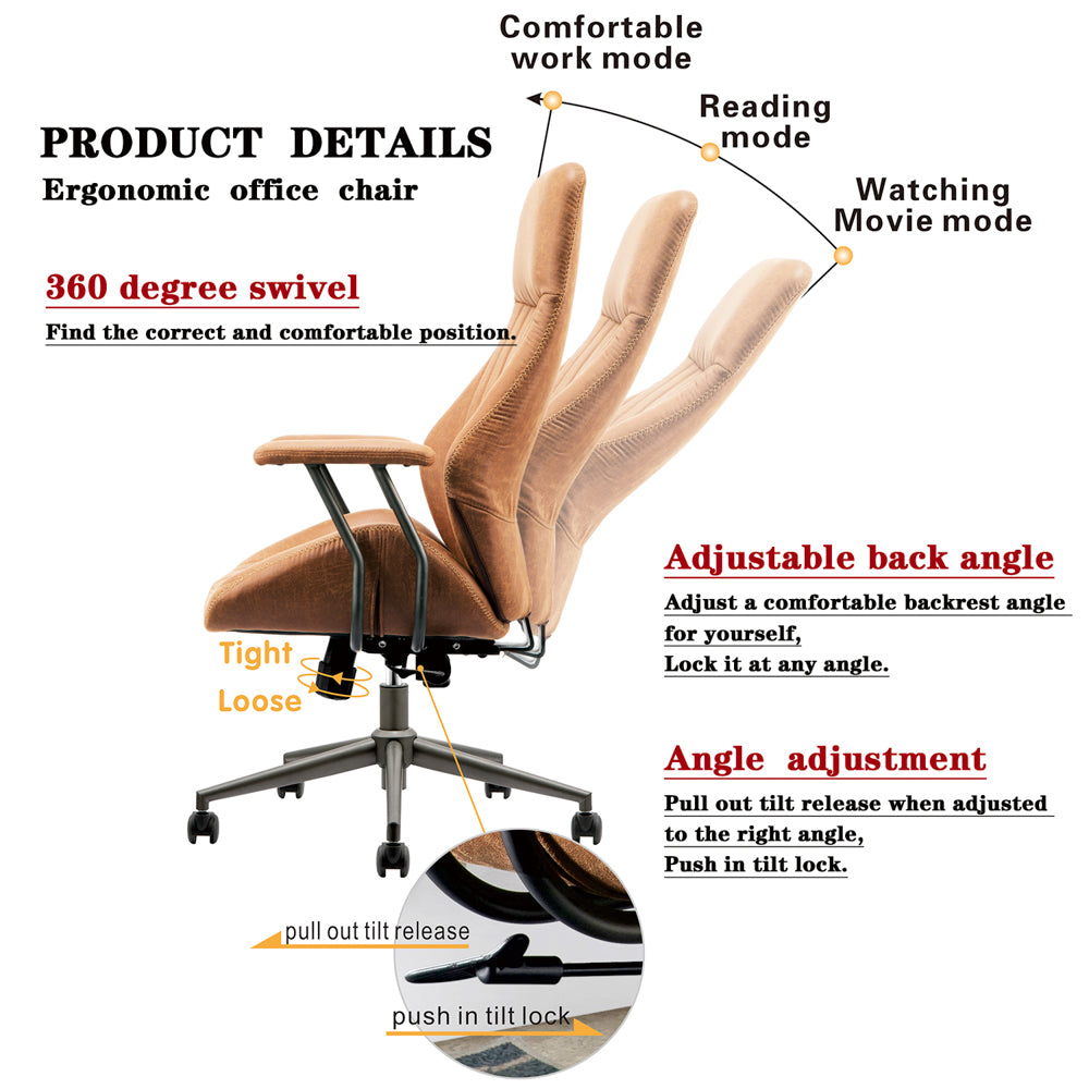 Ovios Office Chair Ergonomic High Back Suede Fabric for Executive or Home Office