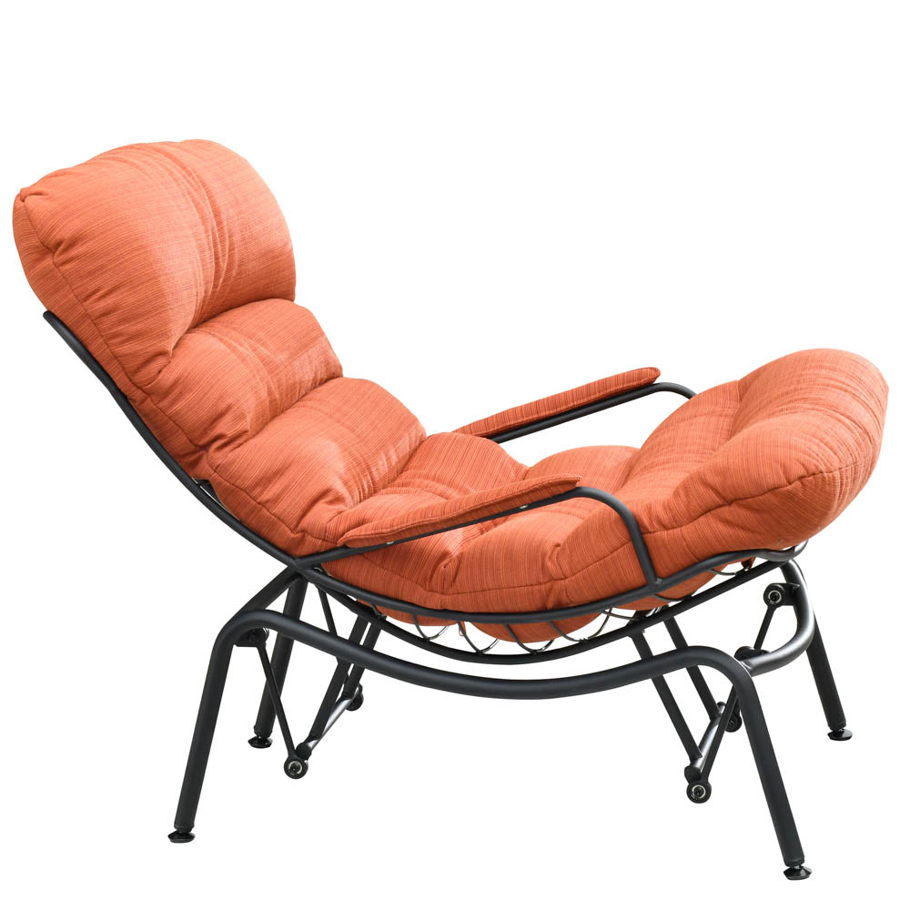 Ovios Patio Rocking Chair with Ottoman, Olefin Fabric