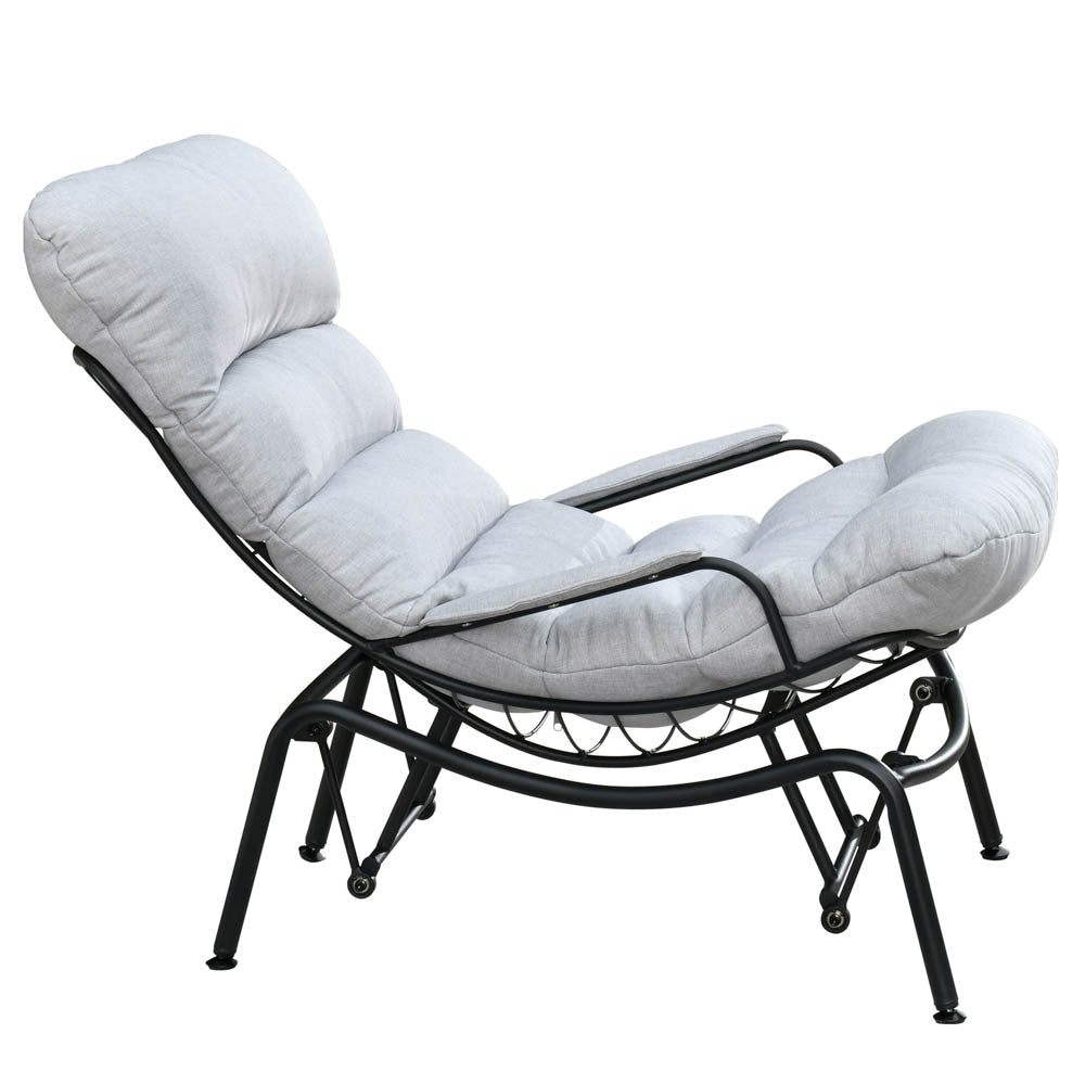 Ovios Patio Rocking Chair with Ottoman, Olefin Fabric