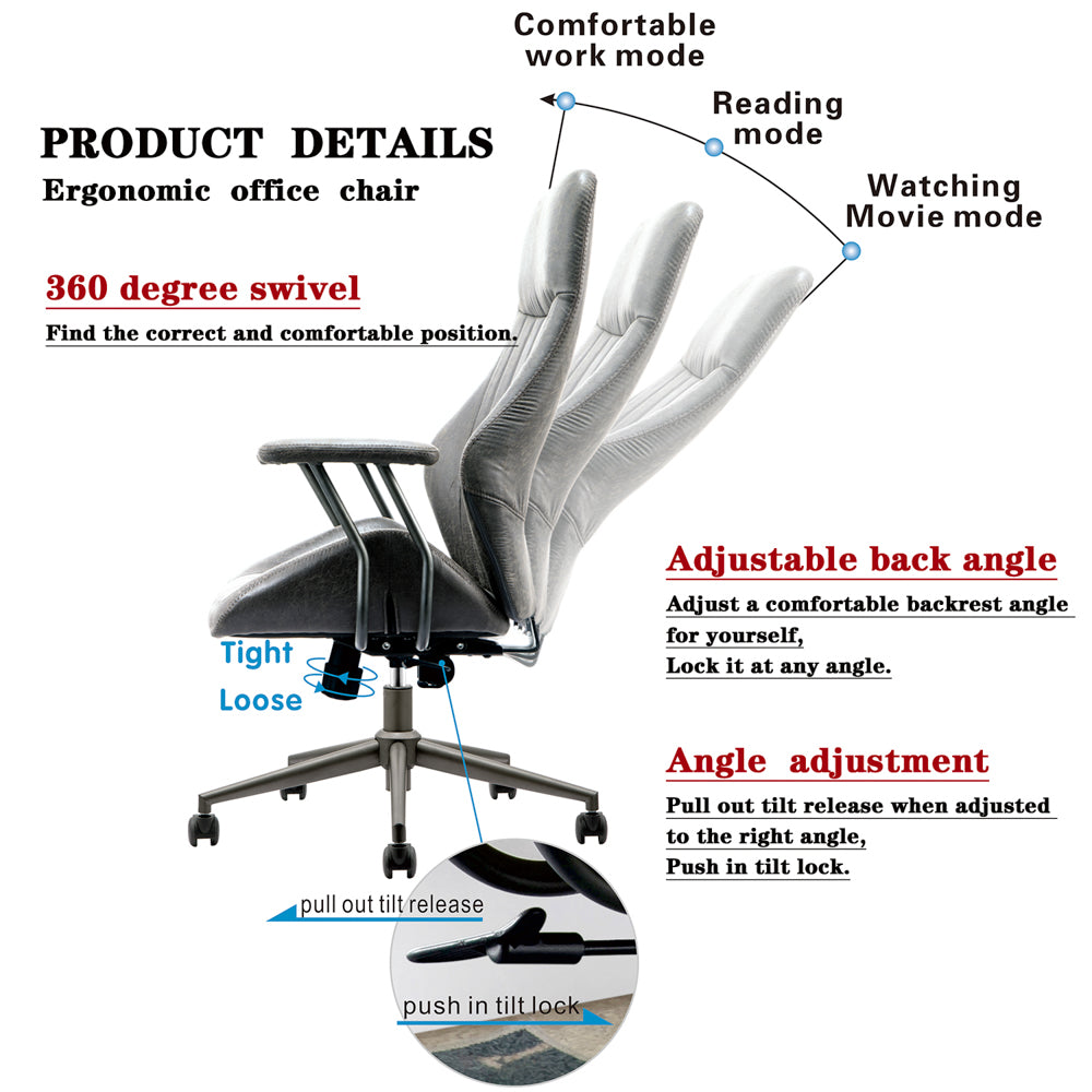 Ovios Office Chair Ergonomic High Back Suede Fabric for Executive or Home Office