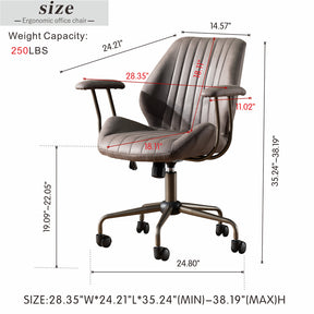 Ovios Office Chair Suede Fabric for Executive or Home Office Ergonomic Chair-Dark Grey