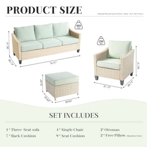 Ovios Athena Series Outdoor Patio Furniture Set 7-Piece with Cushions All Weather Wicker