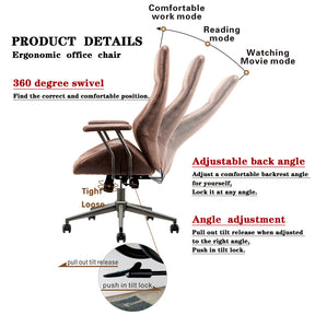 Ovios Office Chair Ergonomic High Back Suede Fabric for Executive or Home Office