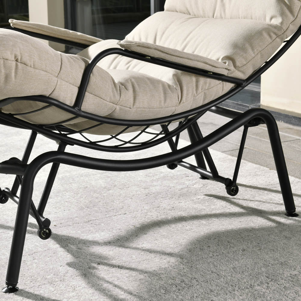 Ovios Patio Rocking Chair with Ottoman, Olefin Fabric