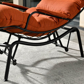 Ovios Patio Rocking Chair with Ottoman, Olefin Fabric
