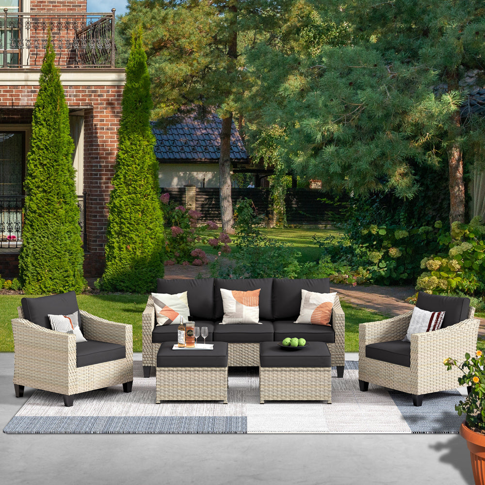 Ovios Athena Series Outdoor Patio Furniture Set 5-Piece with Cushions All Weather Wicker