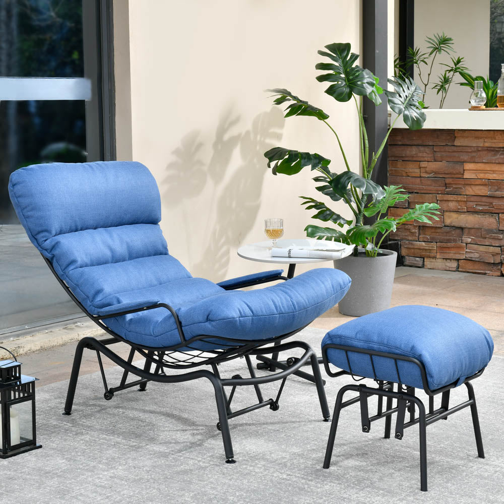 Ovios Patio Rocking Chair with Ottoman, Olefin Fabric