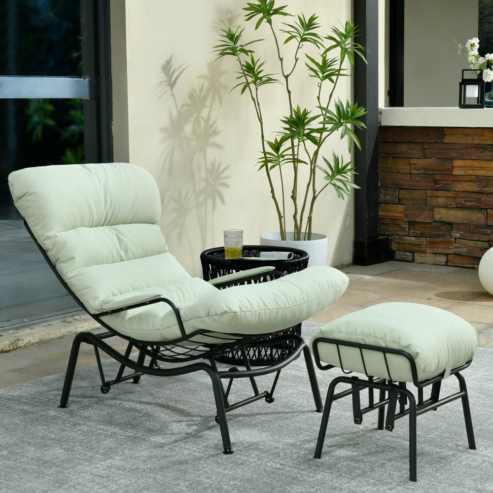 Ovios Patio Rocking Chair with Ottoman, Olefin Fabric