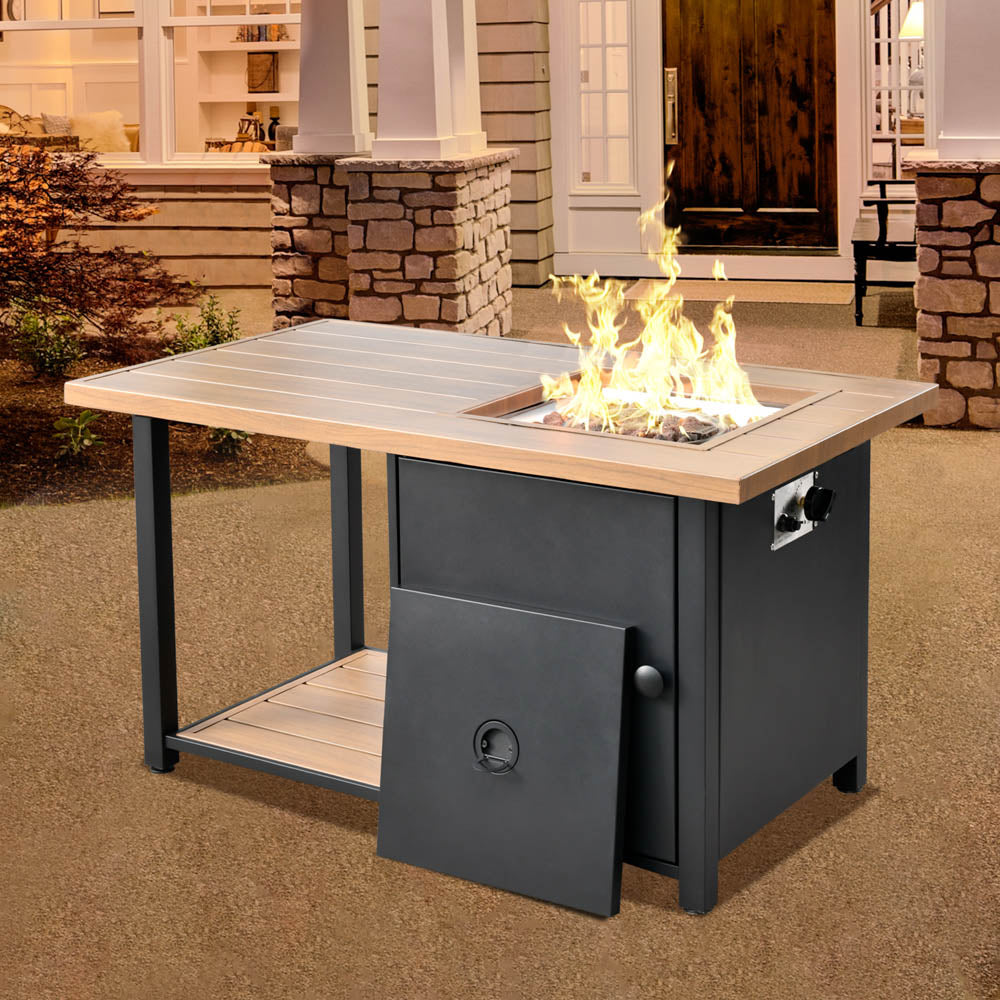 Ovios 46'' Rectangle Propane Fire Pit Double Layer Table