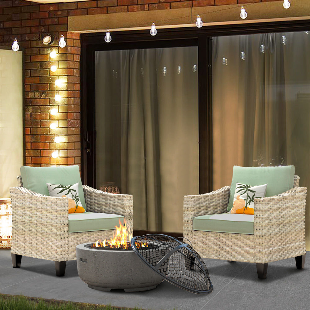 Ovios Athena Series Outdoor Patio Furniture Set with Fire Pit 3-Piece