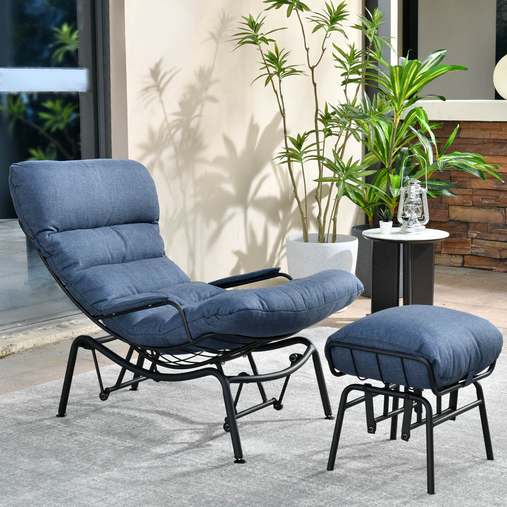 Ovios Patio Rocking Chair with Ottoman, Olefin Fabric