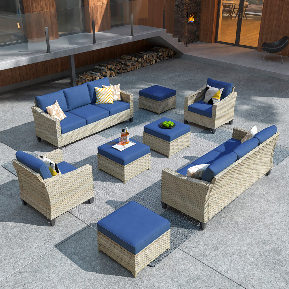 Ovios Athena Series Outdoor Patio Furniture Set 8-Piece with Cushions All Weather Wicker
