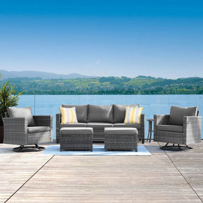 Ovios Patio Furniture Set 6-Piece with Swivel Rocking Chairs and Table
