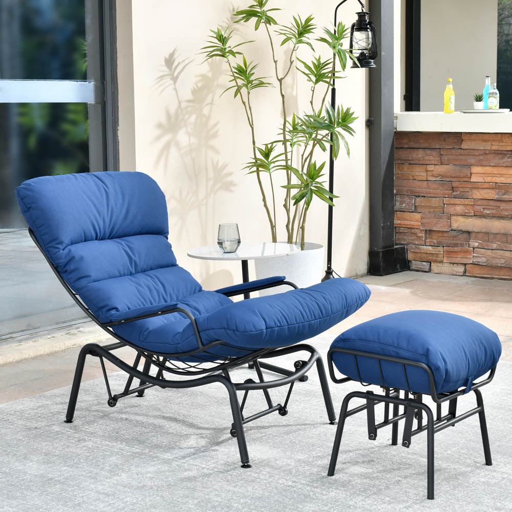 Ovios Patio Rocking Chair with Ottoman, Olefin Fabric