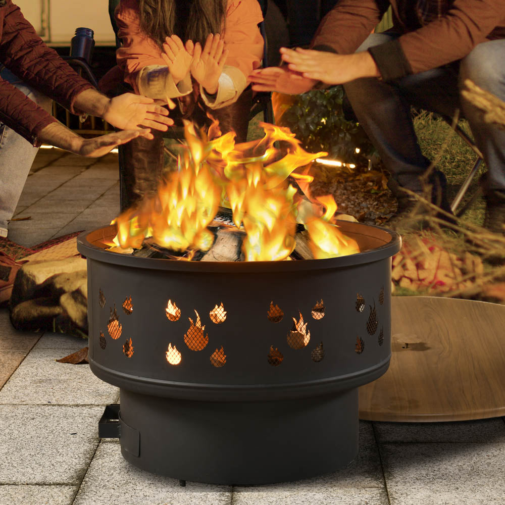 Ovios 25.39'' Round Steel Wood Burning Fire Pit