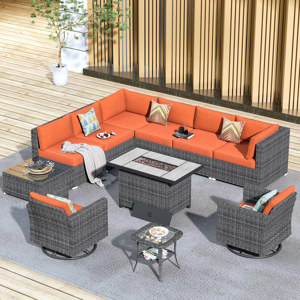 #color_Grey Wicker Orange Cushion