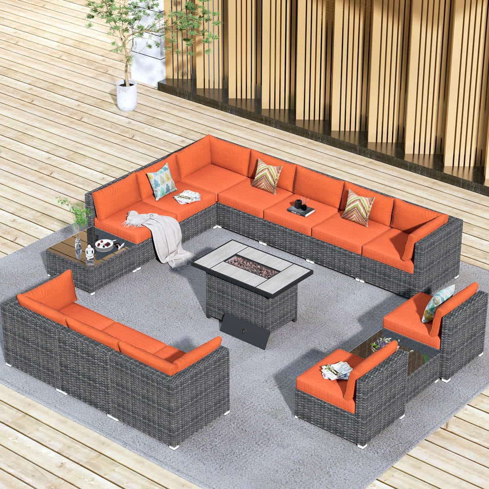 #color_Grey Wicker Orange Cushion