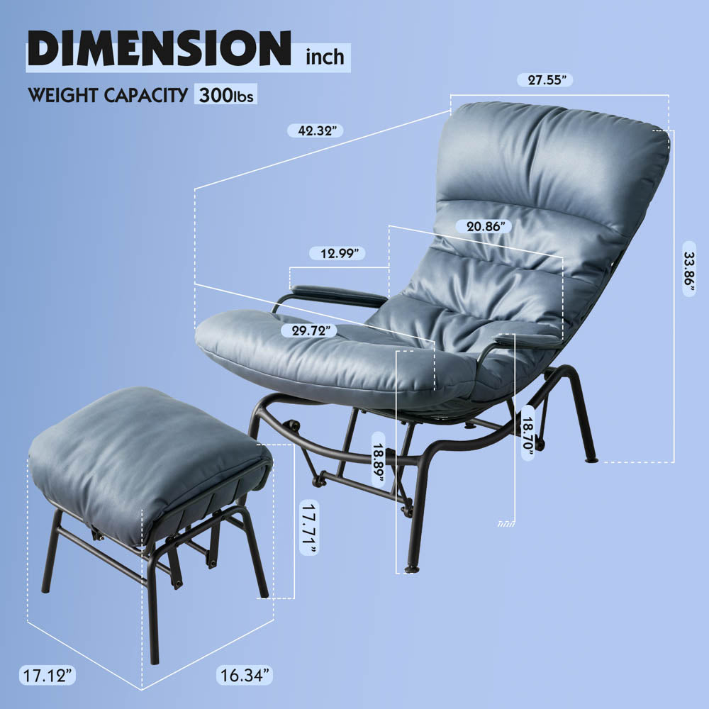 Ovios Rocking Chair with Ottoman, Multi-Color, 110° Recliner