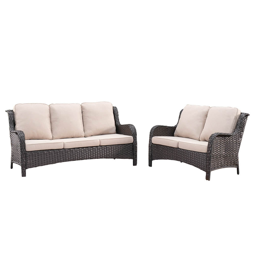 Ovios Patio Kenard 2-Piece Conversation Set with Loveseat and Three-seat Couch