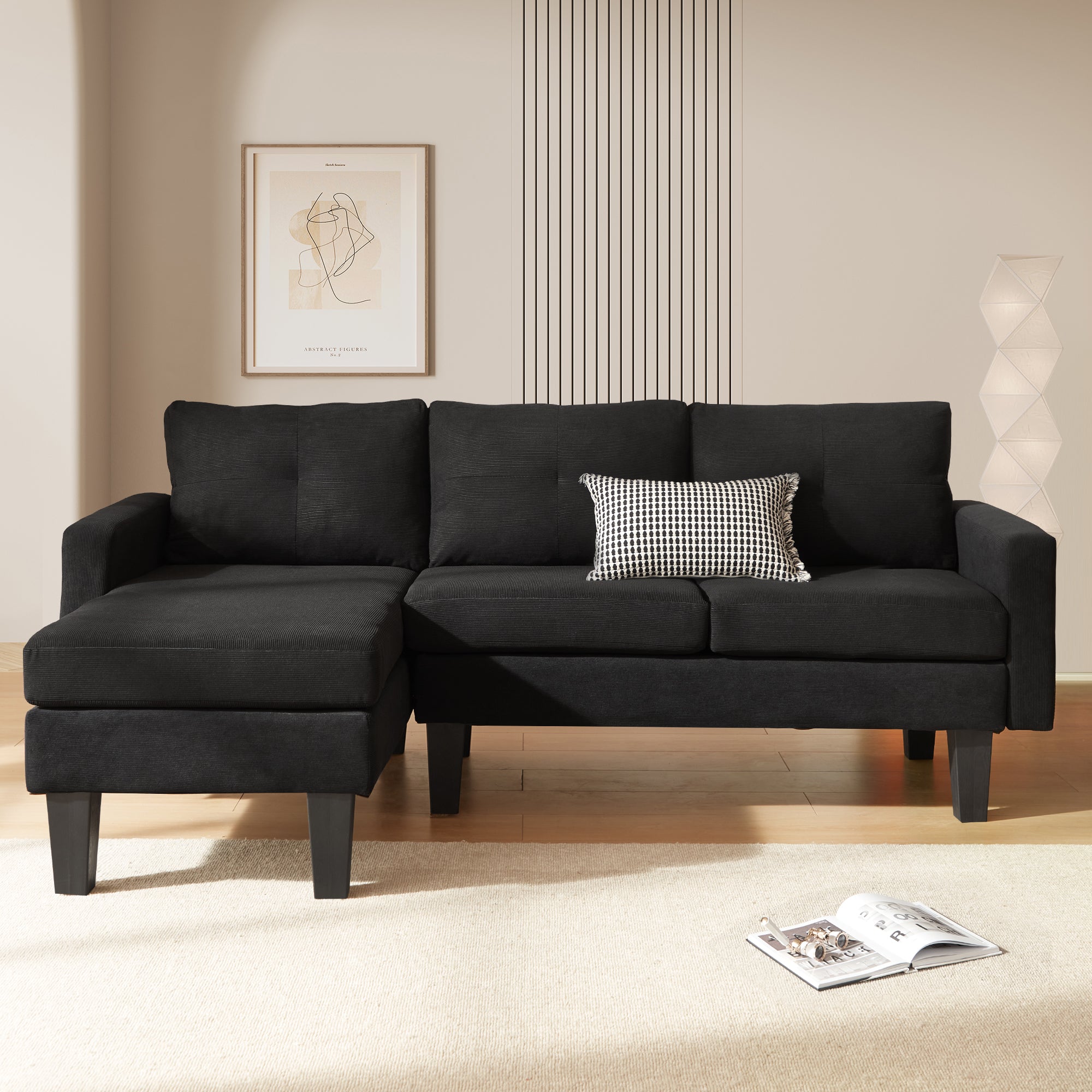 #Color_Black Corduroy B|#Style_Left Chaise