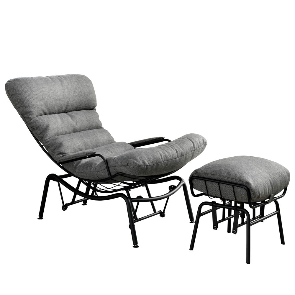 Ovios Patio Rocking Chair with Ottoman, Olefin Fabric