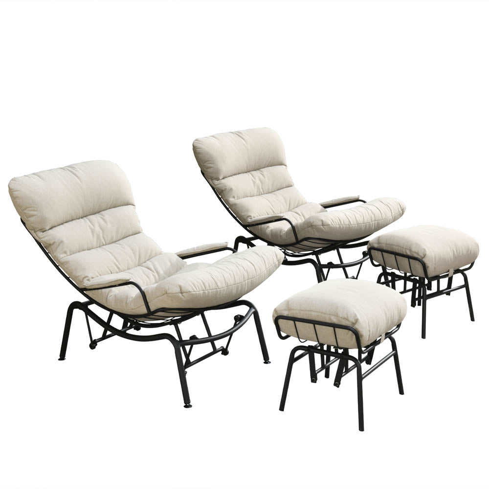 Ovios Patio 2-Piece Rocking Chair with Ottoman, Olefin Fabric