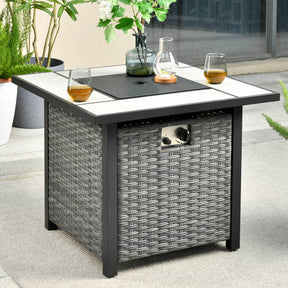 Ovios Patio Propane Outdoor 30'' Fire Pit Table with Lid for Pet Sofa Series
