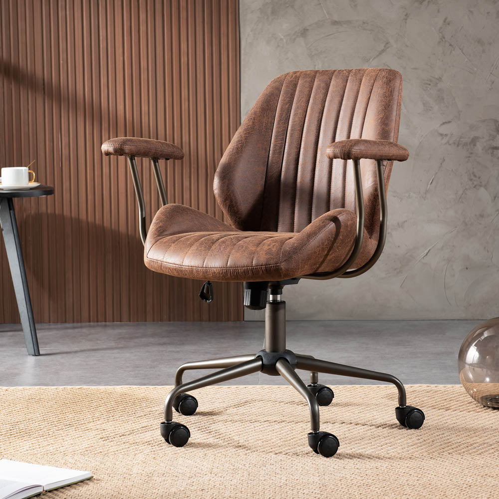 Ovios Office Chair Suede Fabric for Executive and Home Office Ergonomic Chair-Light Brown