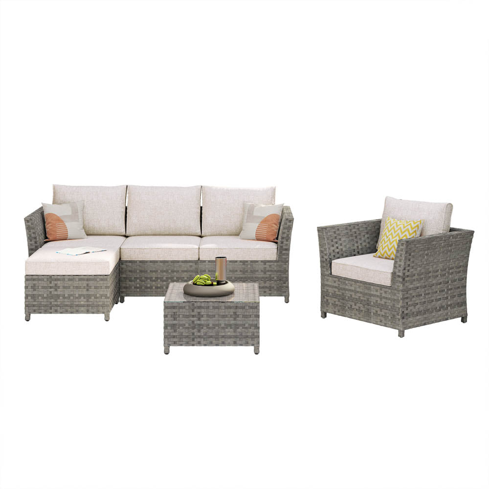 Ovios Patio Furniture Set New Rimaru 6-Piece with 2 Pillows, No Assembly Required