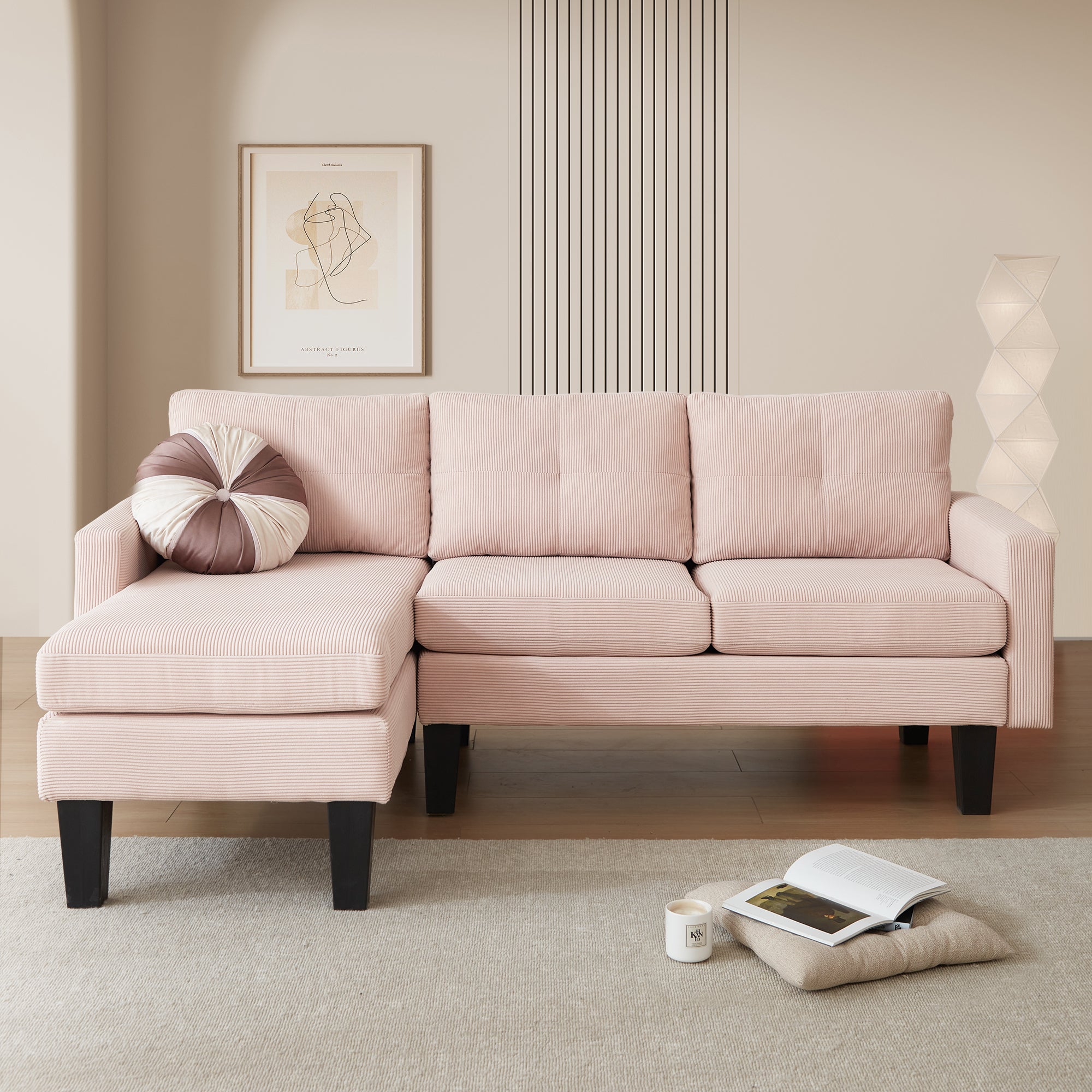 #Color_Pink Corduroy B|#Style_Left Chaise