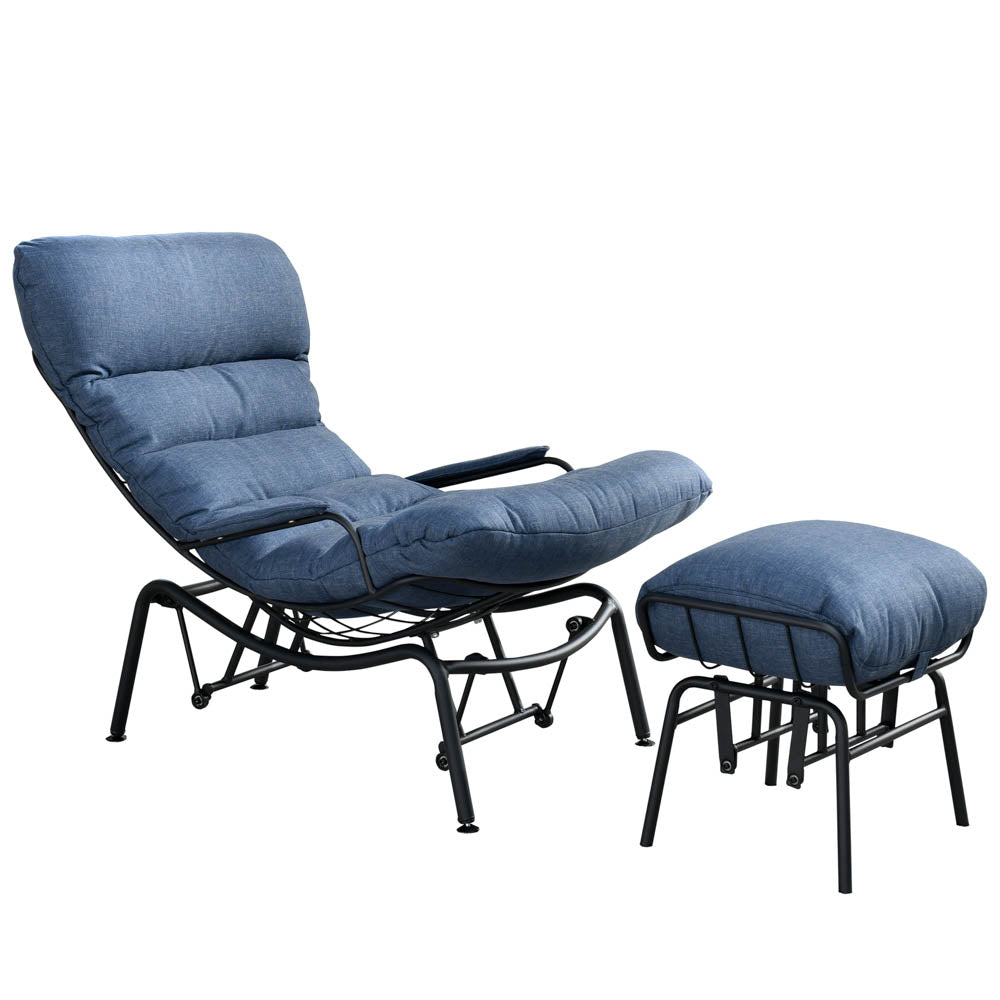 Ovios Patio Rocking Chair with Ottoman, Olefin Fabric