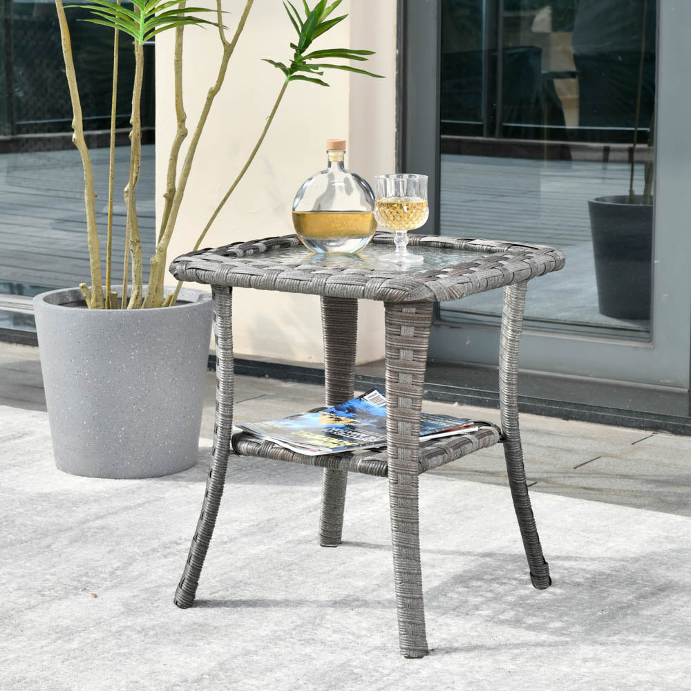 Ovios Balcony Side Table with Tempered Glass Top for BBR/BRS Series