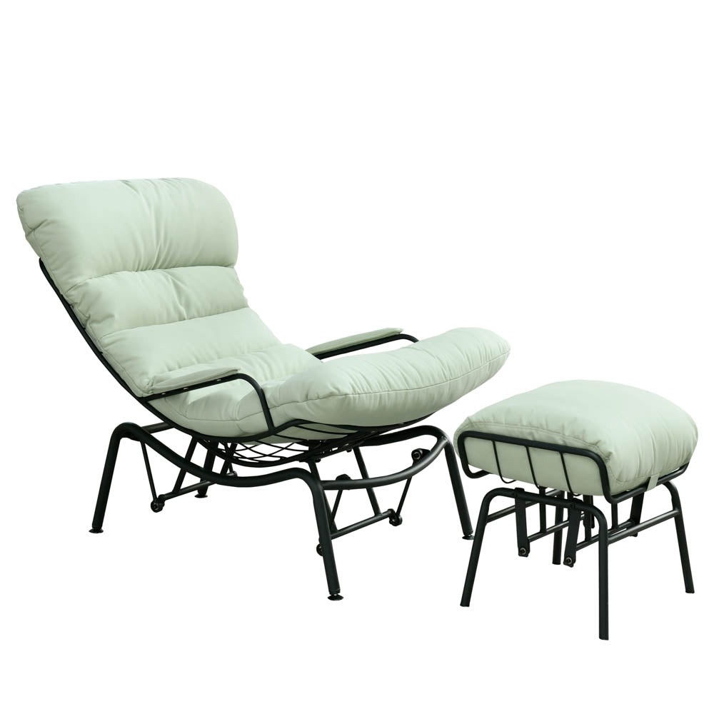 Ovios Patio Rocking Chair with Ottoman, Olefin Fabric