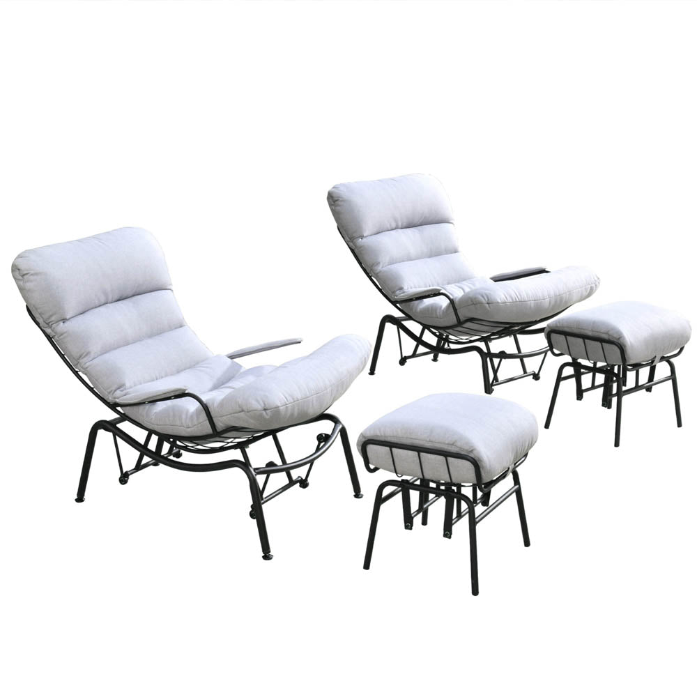 Ovios Patio 2-Piece Rocking Chair with Ottoman, Olefin Fabric