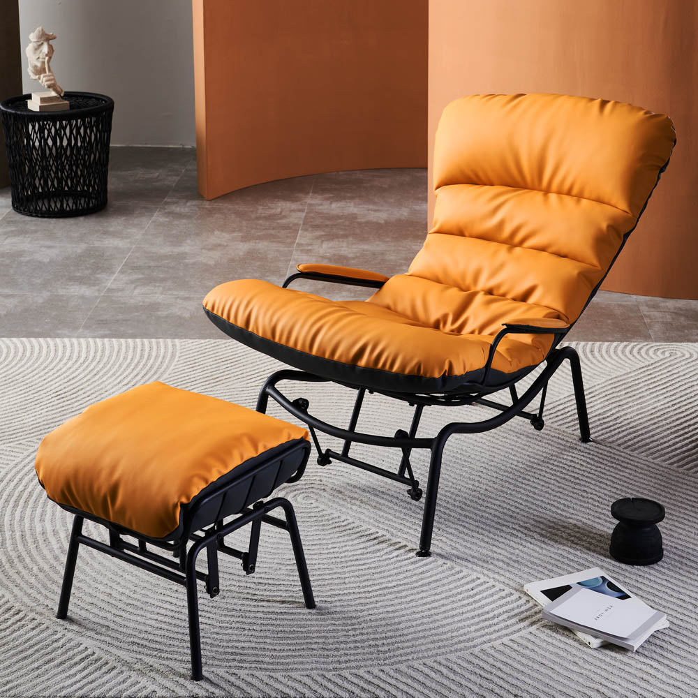 Ovios Rocking Chair  with Ottoman, Metal Frame filled with Latex and Cotton