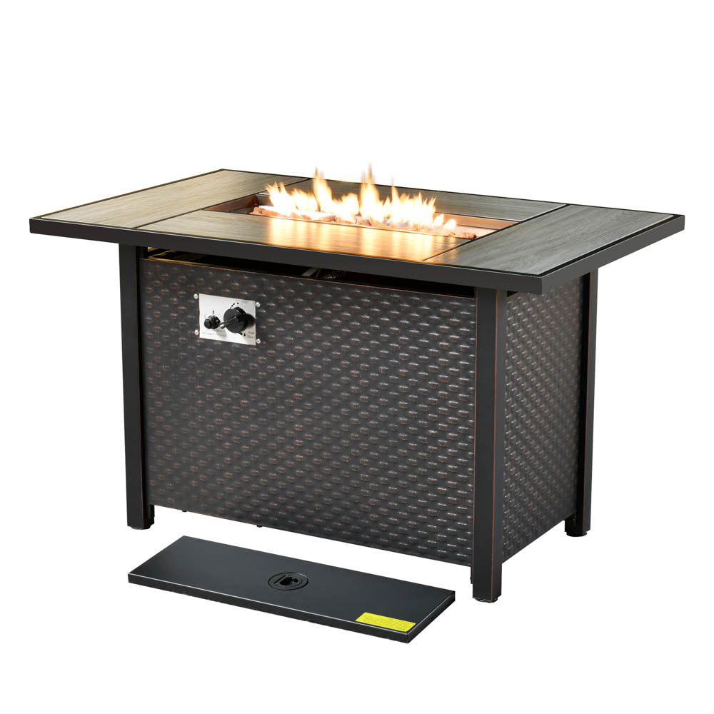 Ovios 42'' Rectangle Propane Fire Pit Table Brown